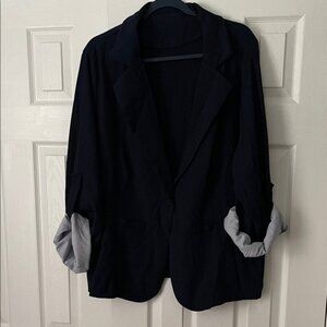 SHEIN Navy Blue Blazer with Gray Cuffs